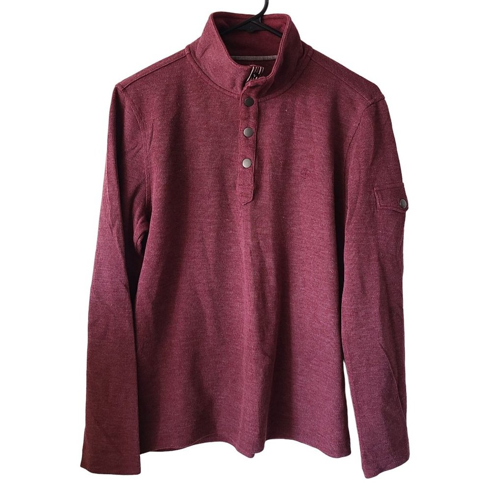Banana Republic 1/4 Snap Cotton Blend Sweater Maroon Men's Size S